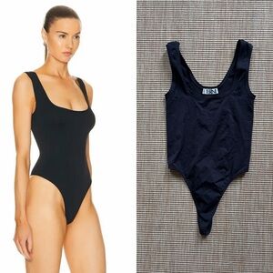 $175 Eterne Black Scoop Neck tank Bodysuit
